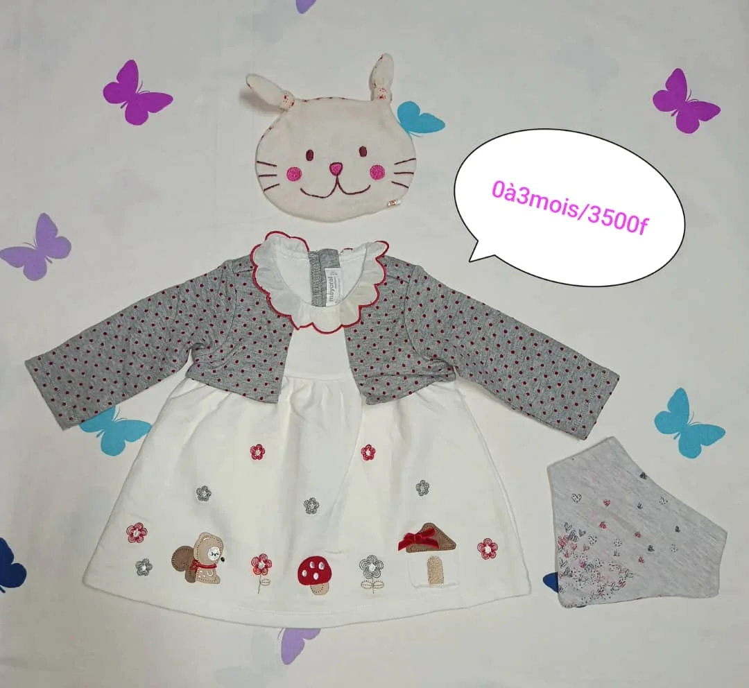 Robe cardigan gris motif lapin