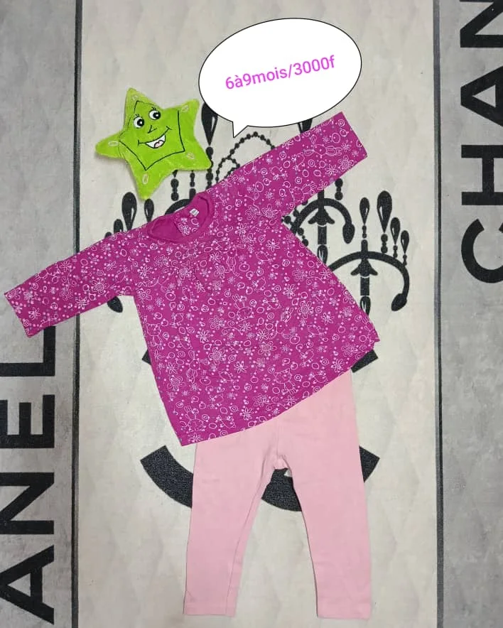 Ensemble tunique fuchsia et legging rose