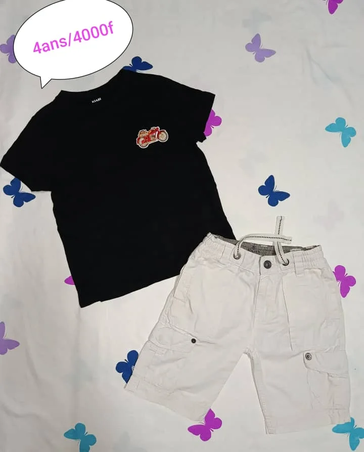 T-shirt noir et short blanc